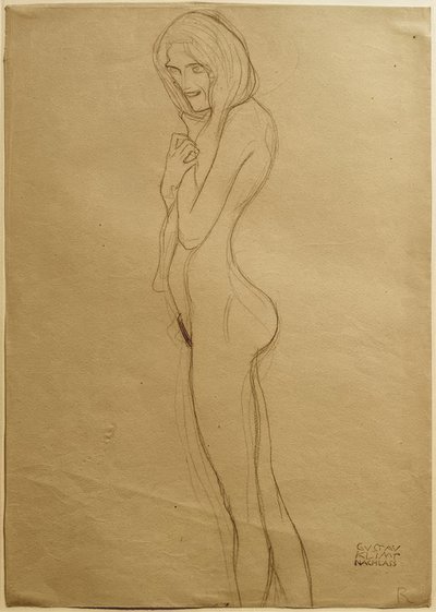 Studera för vänster gorgon i Beethovenfrisen av Gustav Klimt