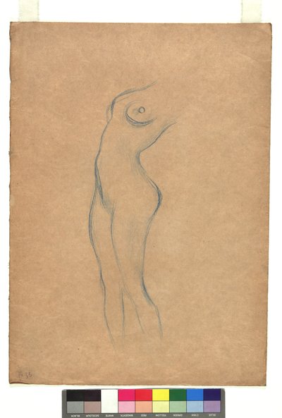 Studie zu einem stehenden weiblichen Akt nach links av Gustav Klimt