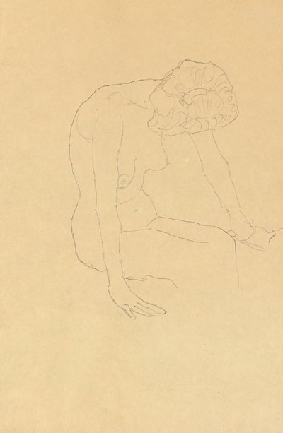 Studie av en kvinnlig naken, ca 1908-1909 av Gustav Klimt