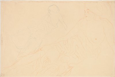 Två studier av en liggande kvinna, 1913 av Gustav Klimt