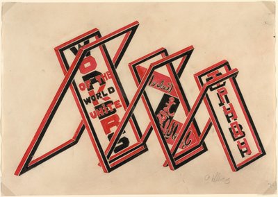 Propagandastånd (Workers of the World Unite) av Gustav Klutsis