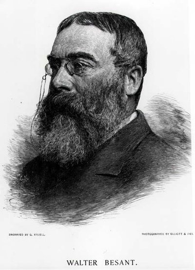 Sir Walter Besant (1836-1901) graverad av Gustav Kruell (1843-1907) från ett fotografi av Elliot & Fry av Gustav Kruell
