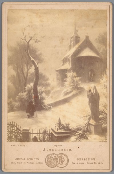Fotoreproduktion av målningen Abendmesse av Carl Arnold Abendmesse (titel på objekt) av Gustav Schauer