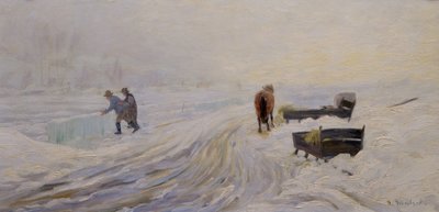 Isskärning på Bondivann av Gustav Wentzel