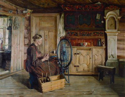 Interiör från Sandbu gård i Vaga av Gustav Wentzel