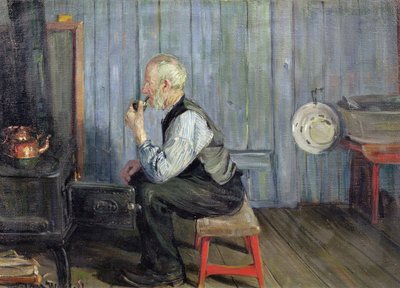 Man i blått kök (olja på duk) av Gustav Wentzel