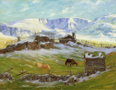 Morgonsol över berget, Vaga (olja på duk) av Gustav Wentzel