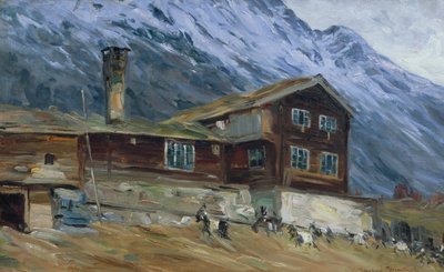 Fjällgård i snölandskap av Gustav Wentzel