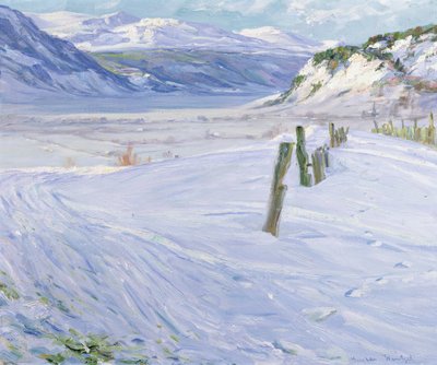 Vinterlandskap (olja på duk) av Gustav Wentzel