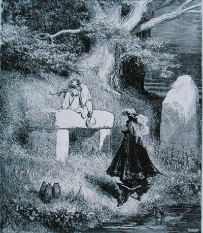 Illustration för "Puss in Boots" av Charles Perrault (1628-1703) 1883 (gravyr) av Gustave (after) Dore