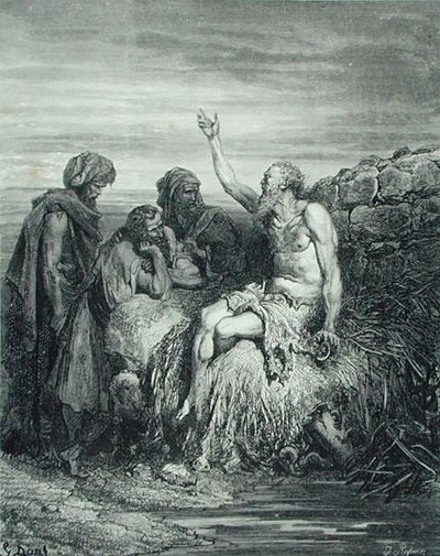 Job och hans vänner, graverad av J. Regnier, ca 1868 (gravyr) av Gustave (after) Dore