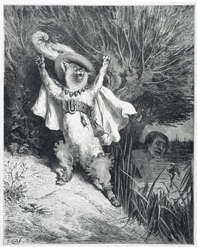 Mästerkatten i stövlar av Gustave (after) Dore