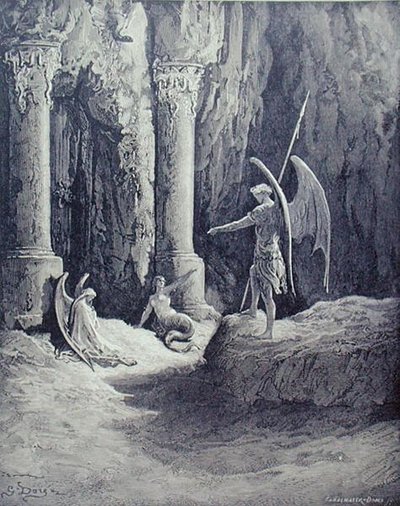 Satan vid helvetets portar, från bok II av 