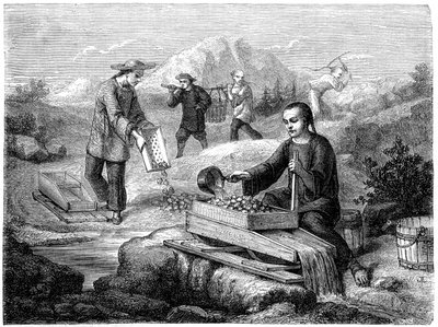 Kinesiska gruvarbetare, Kalifornien, 1800-talet. av Gustave Adolphe Chassevent-Bacques