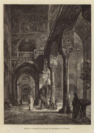 Interiören i Markuskyrkan i Venedig av Gustave Bauernfeind