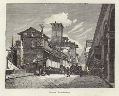 Ponte Vecchio i Florens av Gustave Bauernfeind