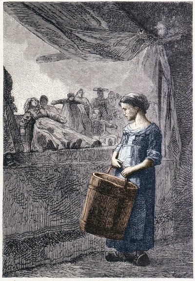 Cosette framför leksaksaffären - i "" Les Miserables"" av Victor Hugo, ill. av Brion, red. Hetzel och Lacroix av Gustave Brion