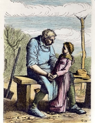 Cosette hade tillåtelse från Les Miserables. 1865 (gravyr) av Gustave Brion