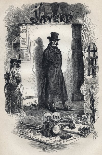 Javert, illustration av romanen "" Les Miserables"" av de Victor Hugo av Gustave Brion