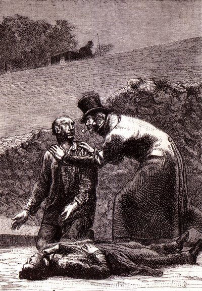 Javert känner igen Valjean - i "" The Miserable"" av Victor Hugo, sjuk. av Brion, red. Hetzel och Lacroix av Gustave Brion
