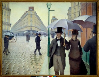 En gata i Paris i regnväder 1877 av Gustave Caillebotte