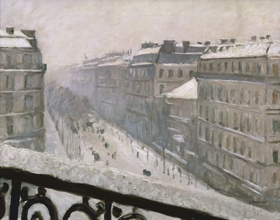 Boulevard Haussmann i snön, 1879 eller 1881 av Gustave Caillebotte