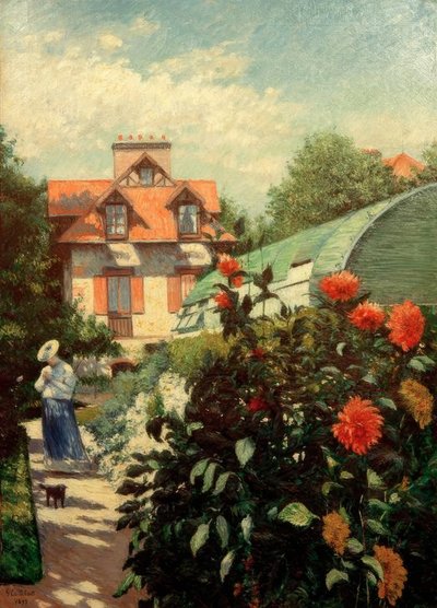 Trädgården, Petit Gennevilliers (Les dahlias, jardin du Peti av Gustave Caillebotte