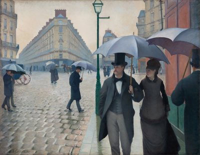 Paris gata; regnig dag av Gustave Caillebotte