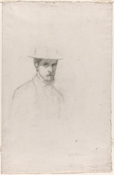 Självporträtt med hatt av Gustave Caillebotte