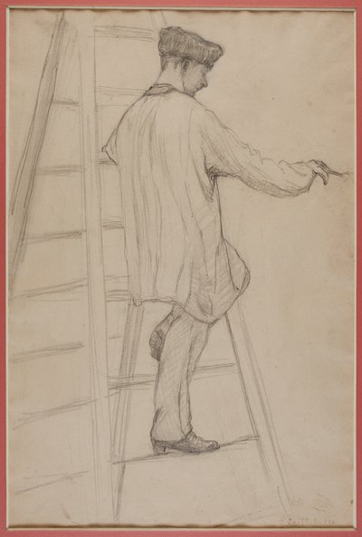 Studie för husmålare: En man på en stege av Gustave Caillebotte
