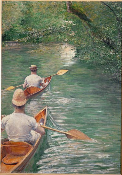 The canoes (olja på duk) av Gustave Caillebotte