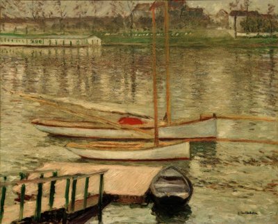 Segelbåtar för ankar på Seine av Gustave Caillebotte