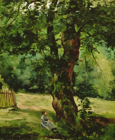 Kvinna som sitter under ett träd av Gustave Caillebotte