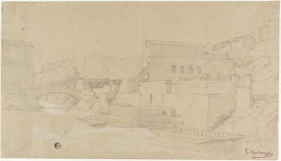 Italiensk stad vid en flod av Gustave Clarence Rodolphe Boulanger