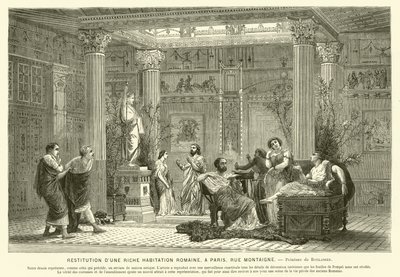 Rekonstruktion av en rik romers hus, Rue Montaigne, Paris, Frankrike (gravyr) av Gustave Clarence Rodolphe Boulanger