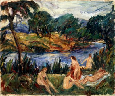 Kvinnor vid floden, 1800- eller tidigt 1900-tal. av Gustave Colin