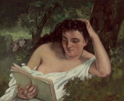 En ung kvinna som läser av Gustave Courbet