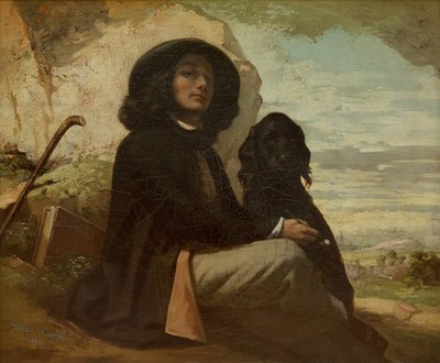 Courbet med sin svarta hund av Gustave Courbet