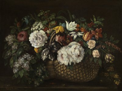 Blommor i en korg av Gustave Courbet