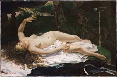 Franska:  La Femme au perroquet Kvinnan med papegojan av Gustave Courbet