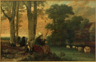 Herdinnan (The Breton Spinner) av Gustave Courbet