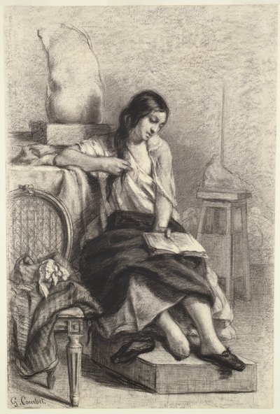 Modelläsning i studion av Gustave Courbet