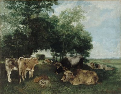 Sov under hösäsongen, Doubs Mountains av Gustave Courbet