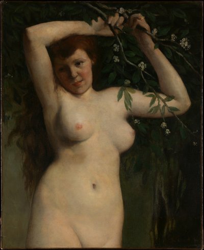 Nakenstudie med blommande gren av Gustave Courbet