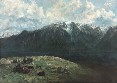 Panoramautsikt över Alperna, Les Dents du Midi av Gustave Courbet