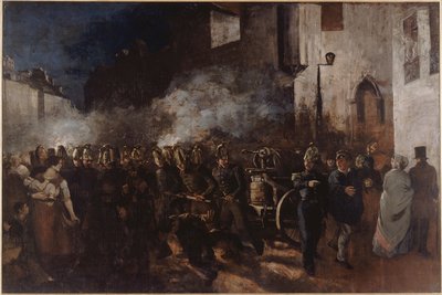 ""brandmän springer till en eld"" Målning av Gustave Courbet (1819-1877) 1851 Mått 3,88x5,8 m Paris, Musee du petit palais Brandmän springer till en eld - Courbet, Gustave (1819-1877) - 1851 - Olja på duk - 388x580 - Petit Palais, Museum of Fine Arts of av Gustave Courbet