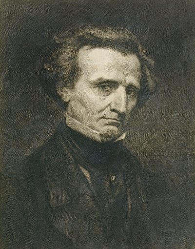Porträtt av Hector Berlioz (1803-69) graverat av A. Gilbert, publicerat i Gazette des Beaux-Arts. av Gustave Courbet