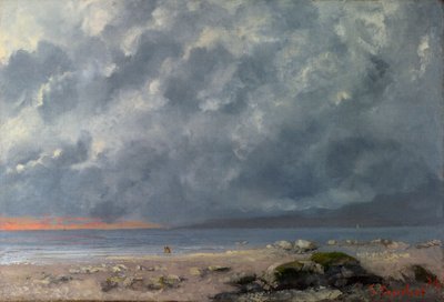 ""Scene de plage"" (strandscen) Peinture de Gustave Courbet (1819-1877) - 1874 - Olja på duk Dim 38x55,5 cm National Gallery, Londres av Gustave Courbet