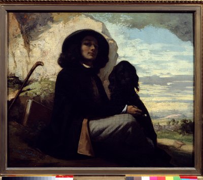 Självporträtt med sin hund av Gustave Courbet (1819-1877) 1842 av Gustave Courbet