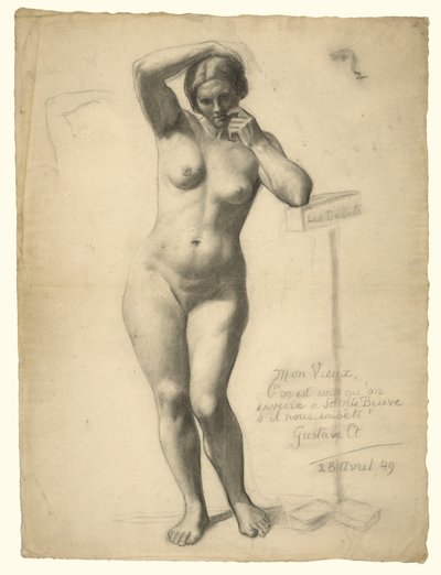 Stående kvinnlig nakenbild av Gustave Courbet